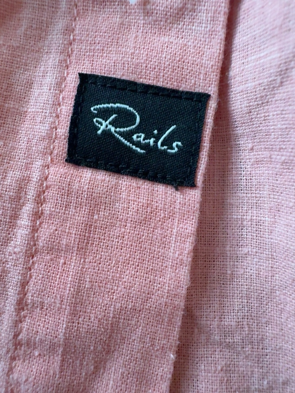 NWT Rails Mykonos Agate Linen Rayon Shirt Coral Pink Men’s Large MSRP $148 - Picture 6 of 11